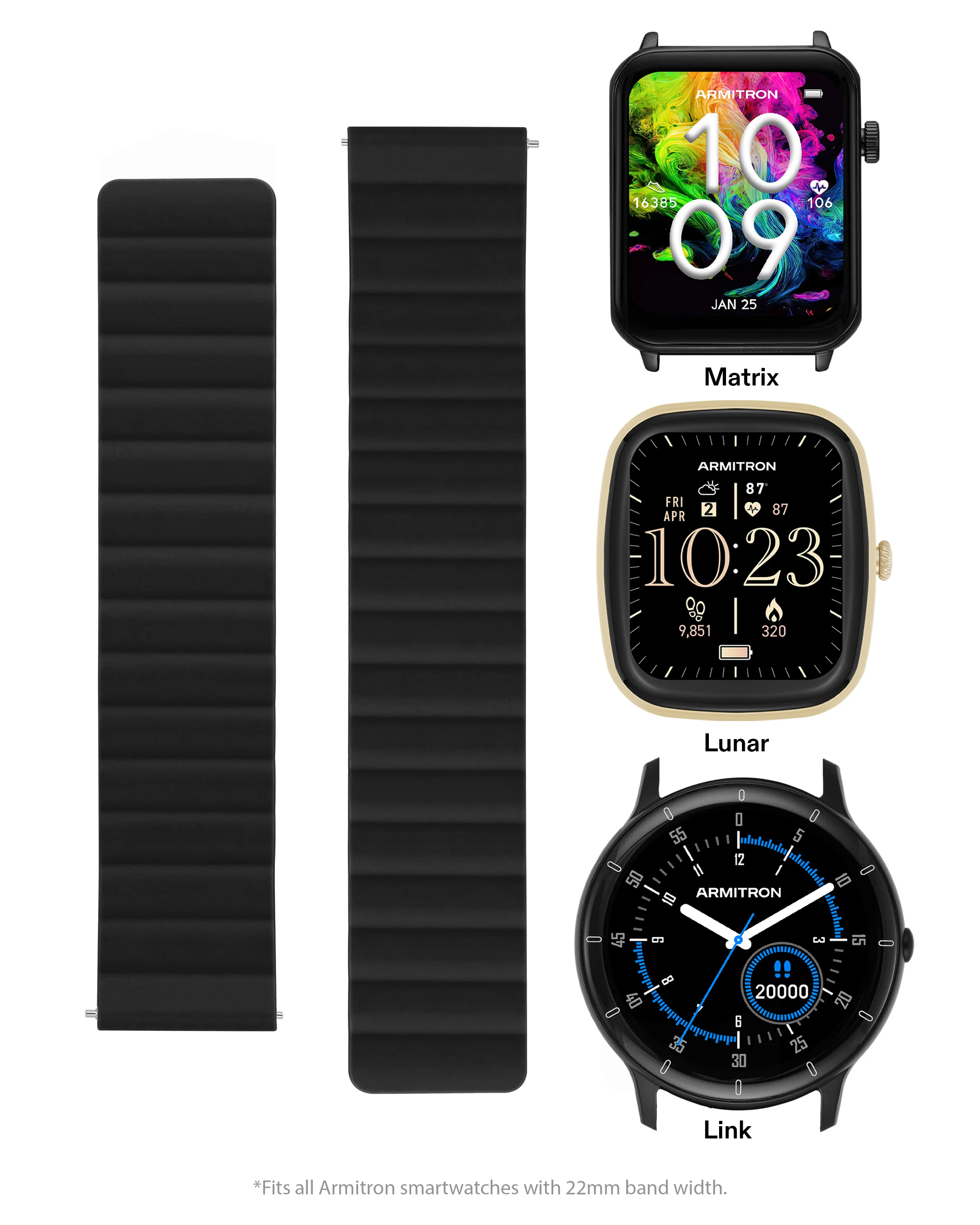Armitron Connect™ Magnetic Silicone Band | 22mm - Image 3