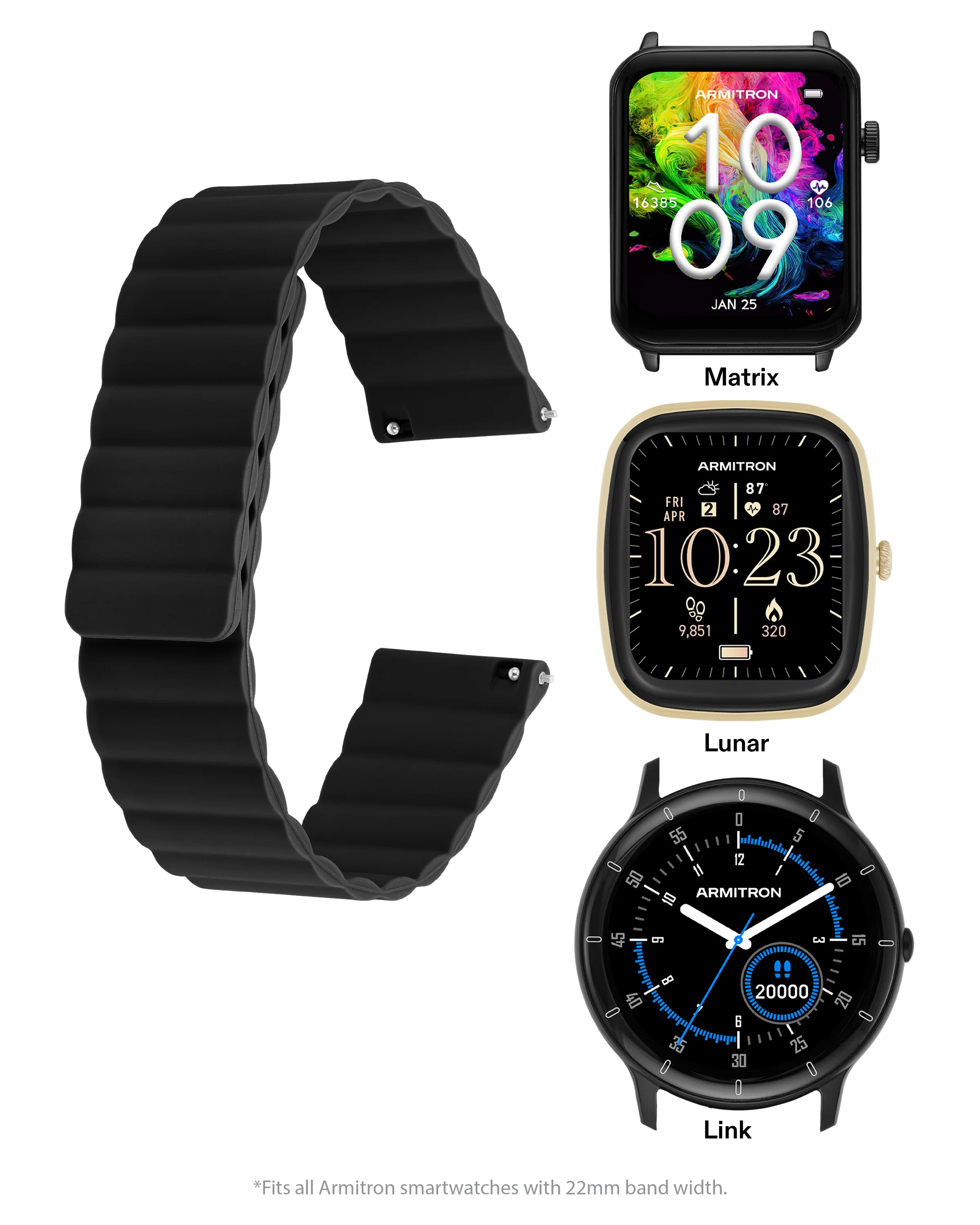 Armitron Connect™ Magnetic Silicone Band | 22mm - Image 4