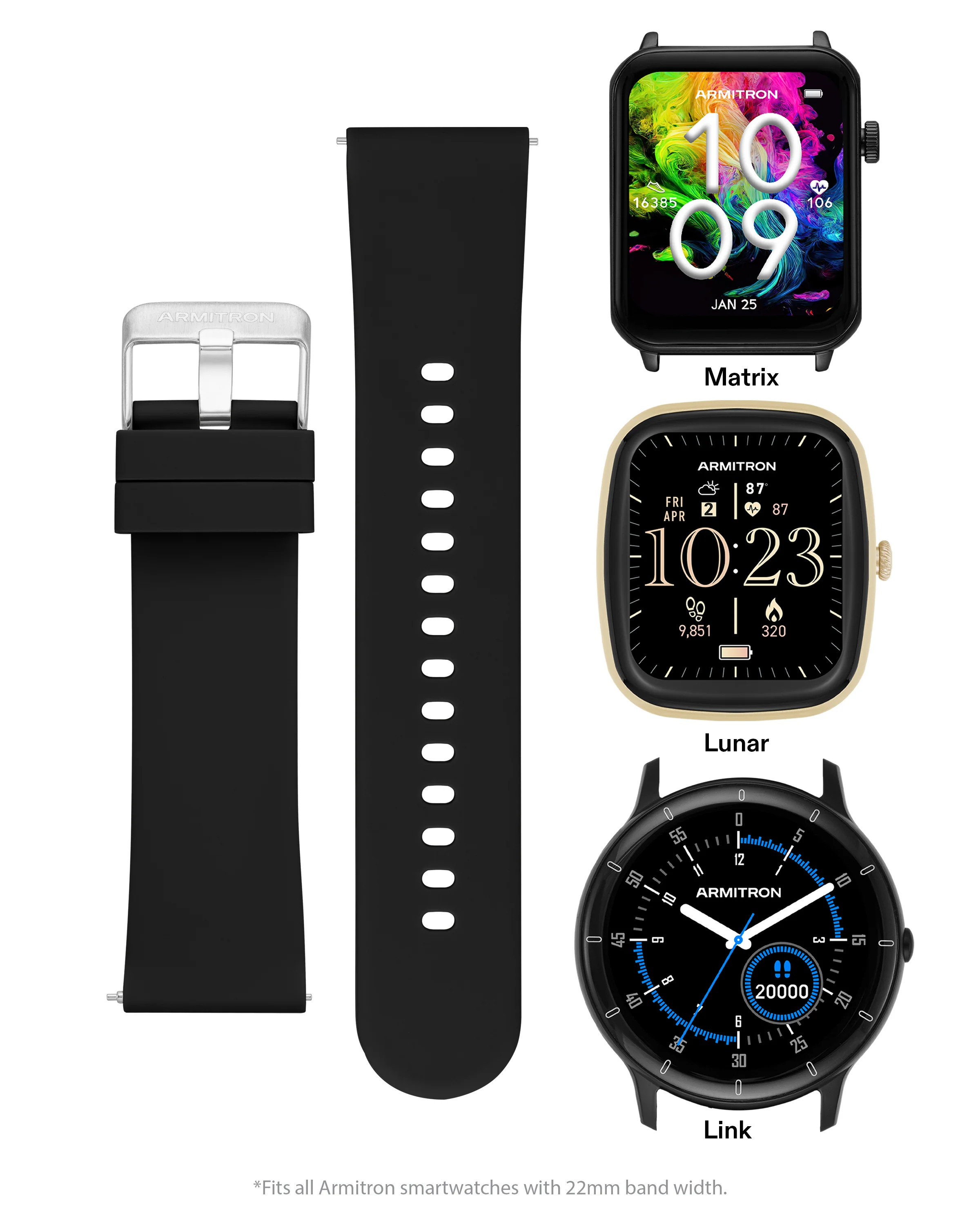 Armitron Connect™ Smooth Silicone Band | 22mm - Image 3