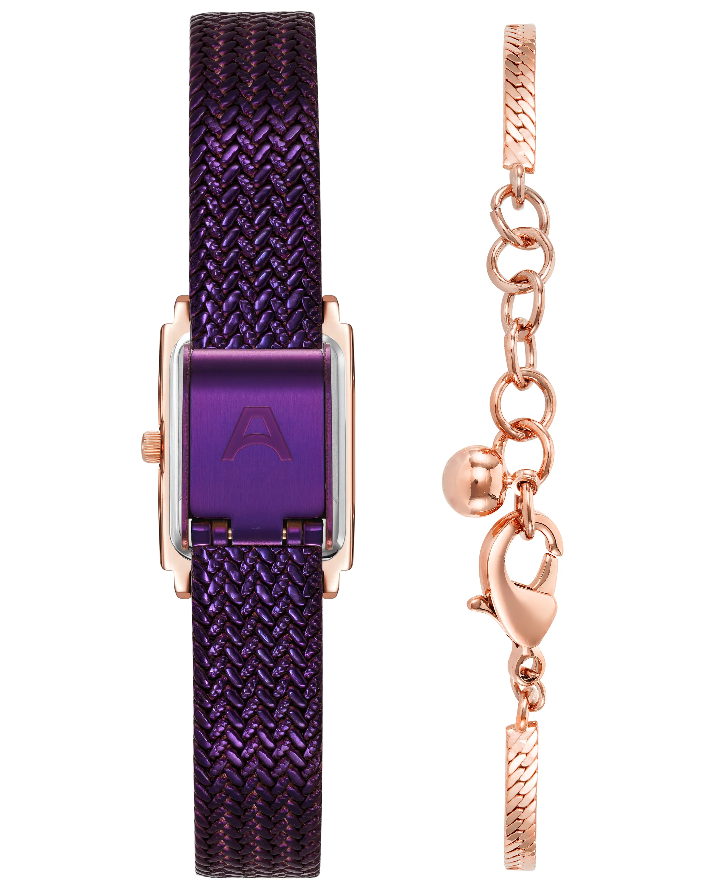 Athena Watch & Bracelet Set™ | 18mm, Plum/Rose Gold - Image 3