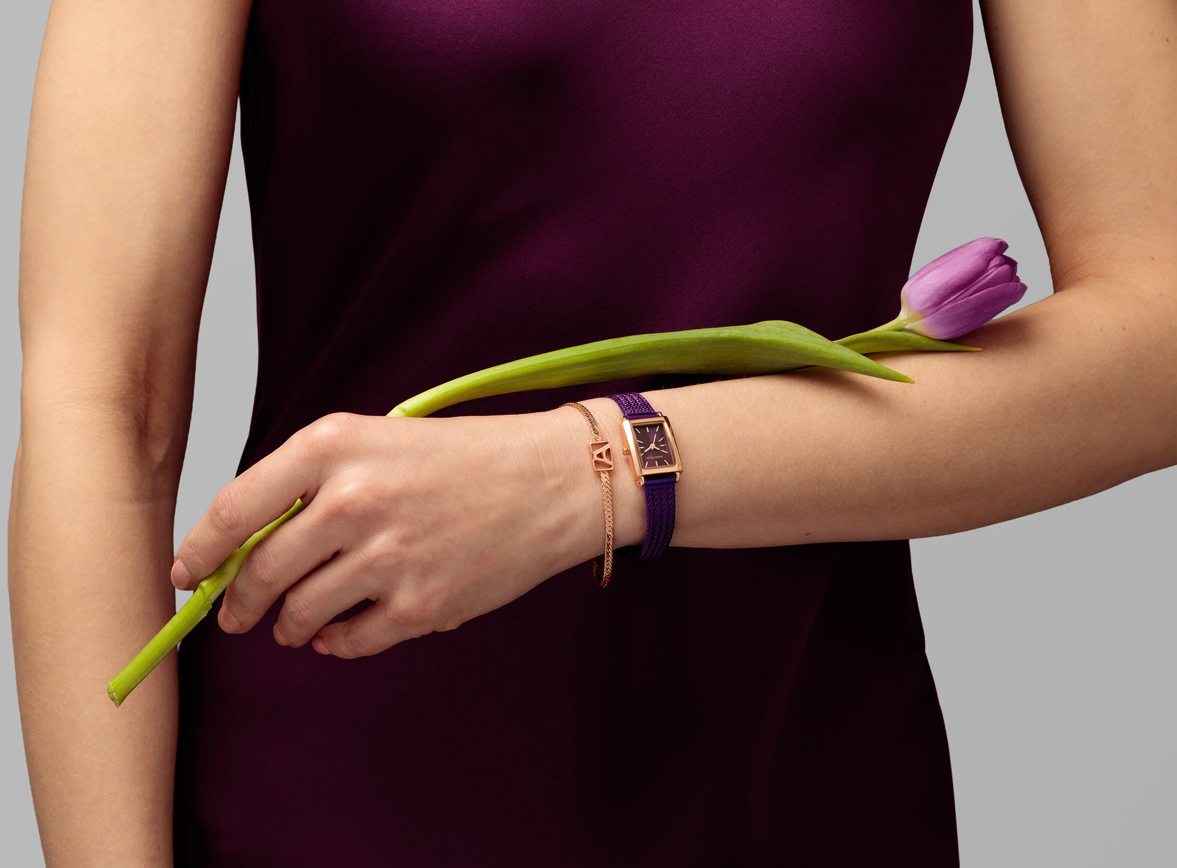 Athena Watch & Bracelet Set™ | 18mm, Plum/Rose Gold - Image 4